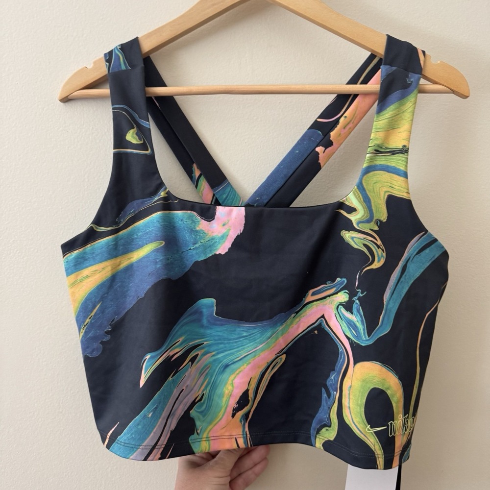 Nike Aurora Women's Cropped Marble Tank Top Plus Size 1X Multicolor NWT BIB